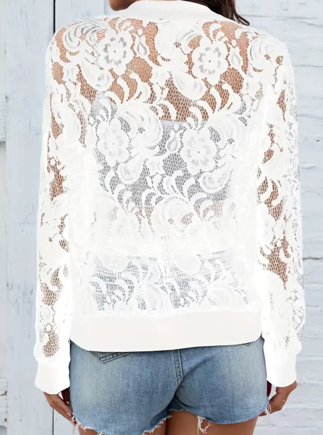 Floral Charm & Lace, Casual Zip Up