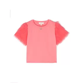 Flounced Tulle Sleeves T-shirt