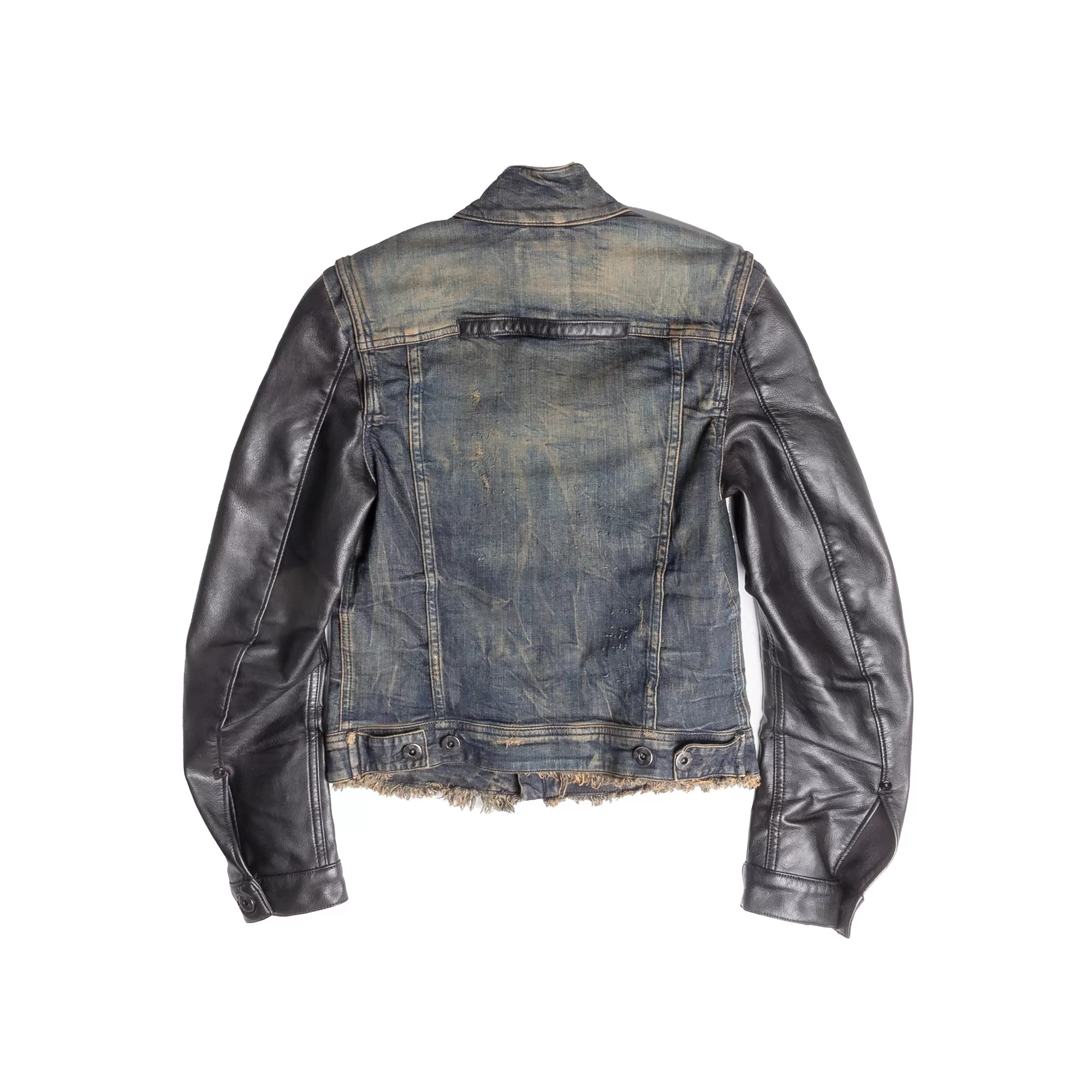 G Star Raw Faux Leather Sleeve Denim Motorcycle Jacket