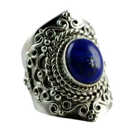 Genuine Lapis Lazuli 925 solid sterling silver hand made designer ring, Handmade Jewelry