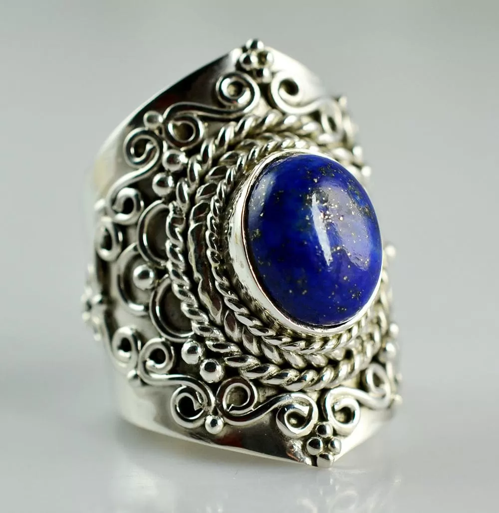 Genuine Lapis Lazuli 925 solid sterling silver hand made designer ring, Handmade Jewelry