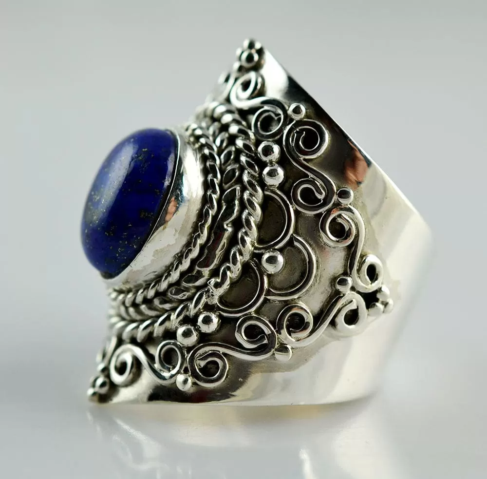 Genuine Lapis Lazuli 925 solid sterling silver hand made designer ring, Handmade Jewelry