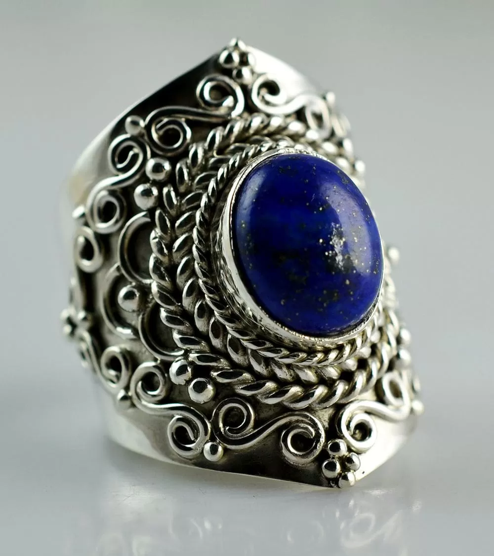 Genuine Lapis Lazuli 925 solid sterling silver hand made designer ring, Handmade Jewelry