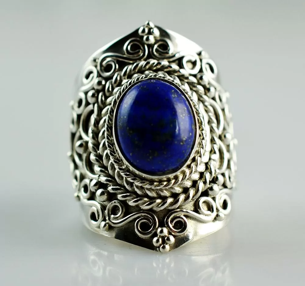 Genuine Lapis Lazuli 925 solid sterling silver hand made designer ring, Handmade Jewelry