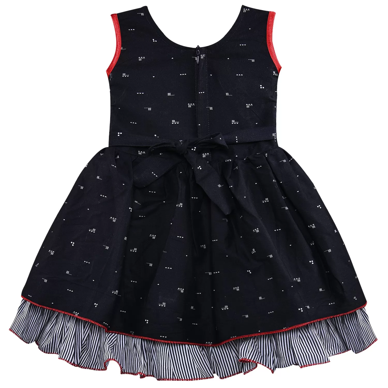 Girls A-line Graphic Printed dress with bow detail