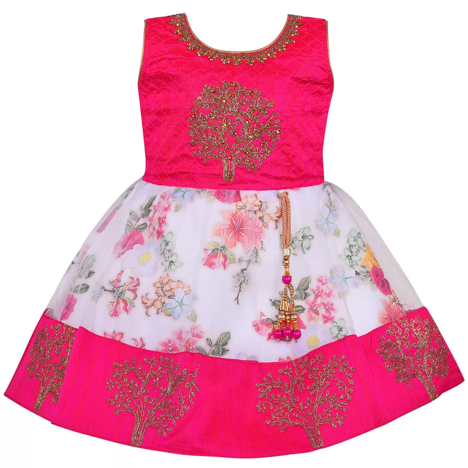 Girls Embroidered Fit & Flare Ethnic Dress