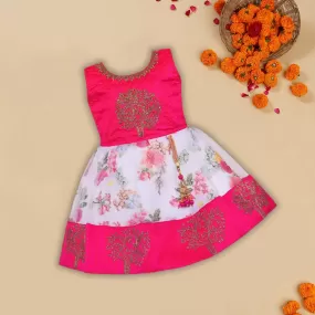 Girls Embroidered Fit & Flare Ethnic Dress