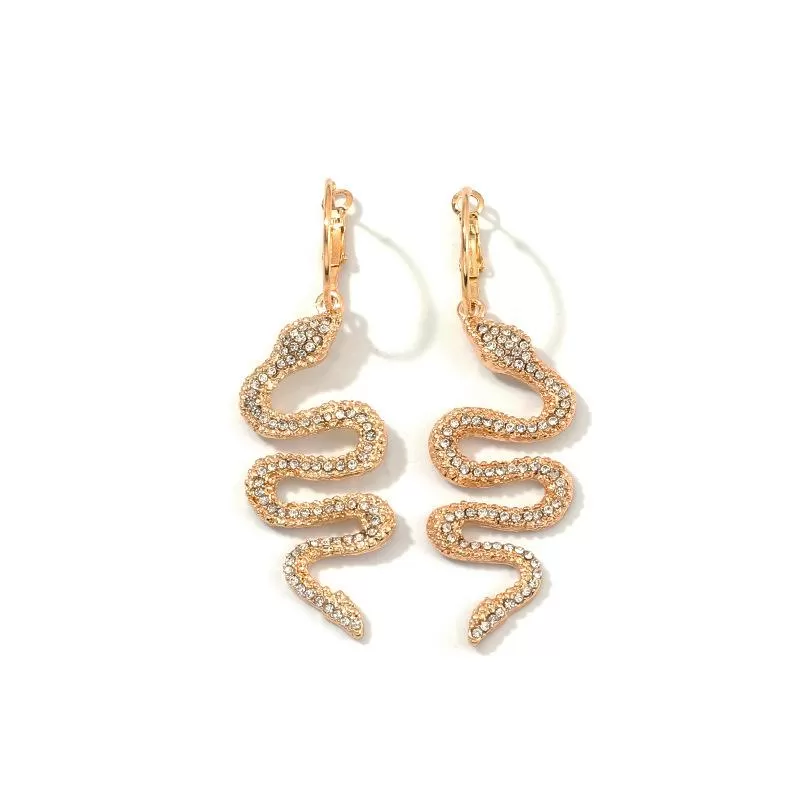 Glitter Snake Decor Rhinestone Drop Earrings