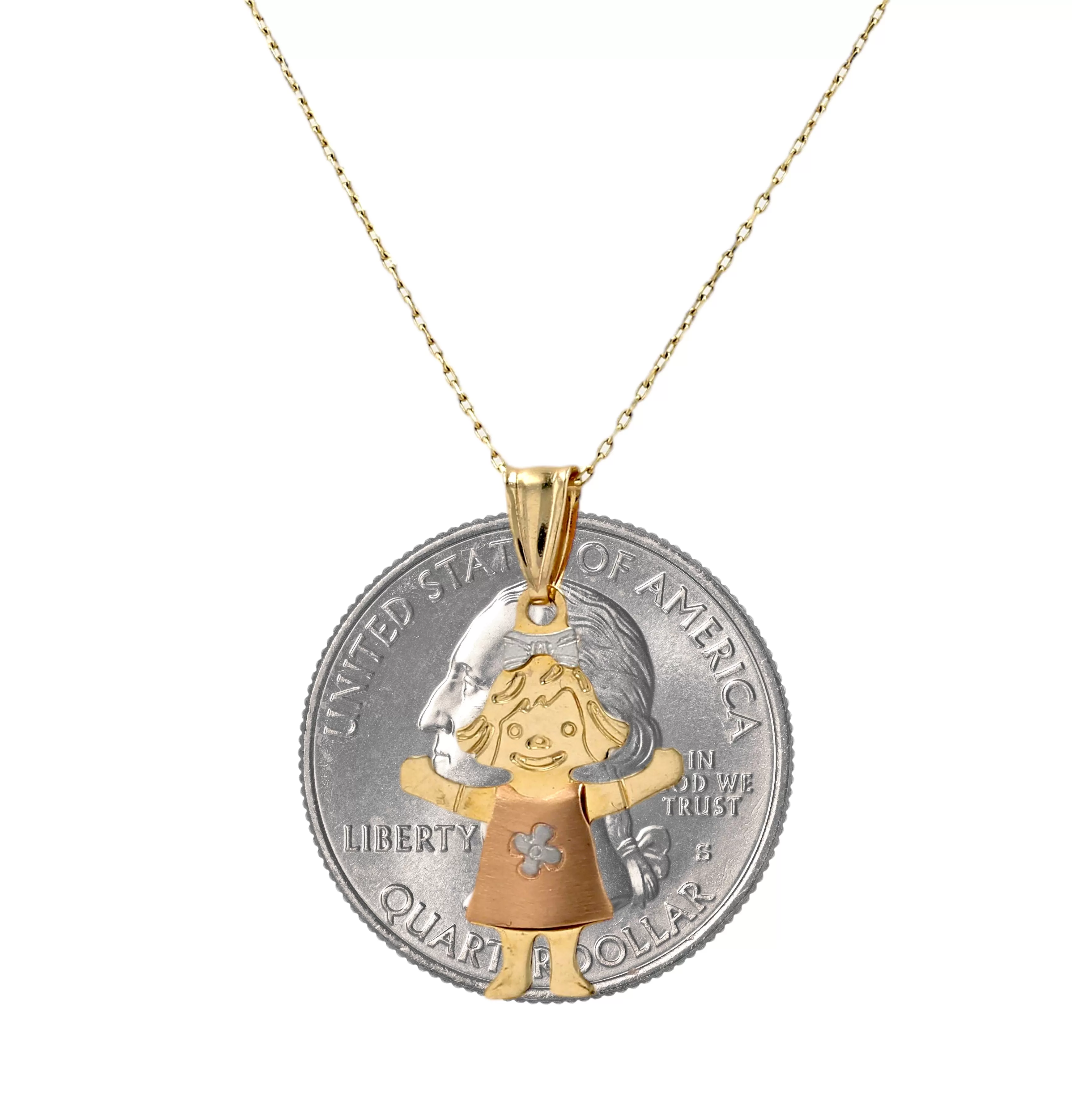 Gold 14k chain baby pendant