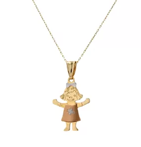 Gold 14k chain baby pendant