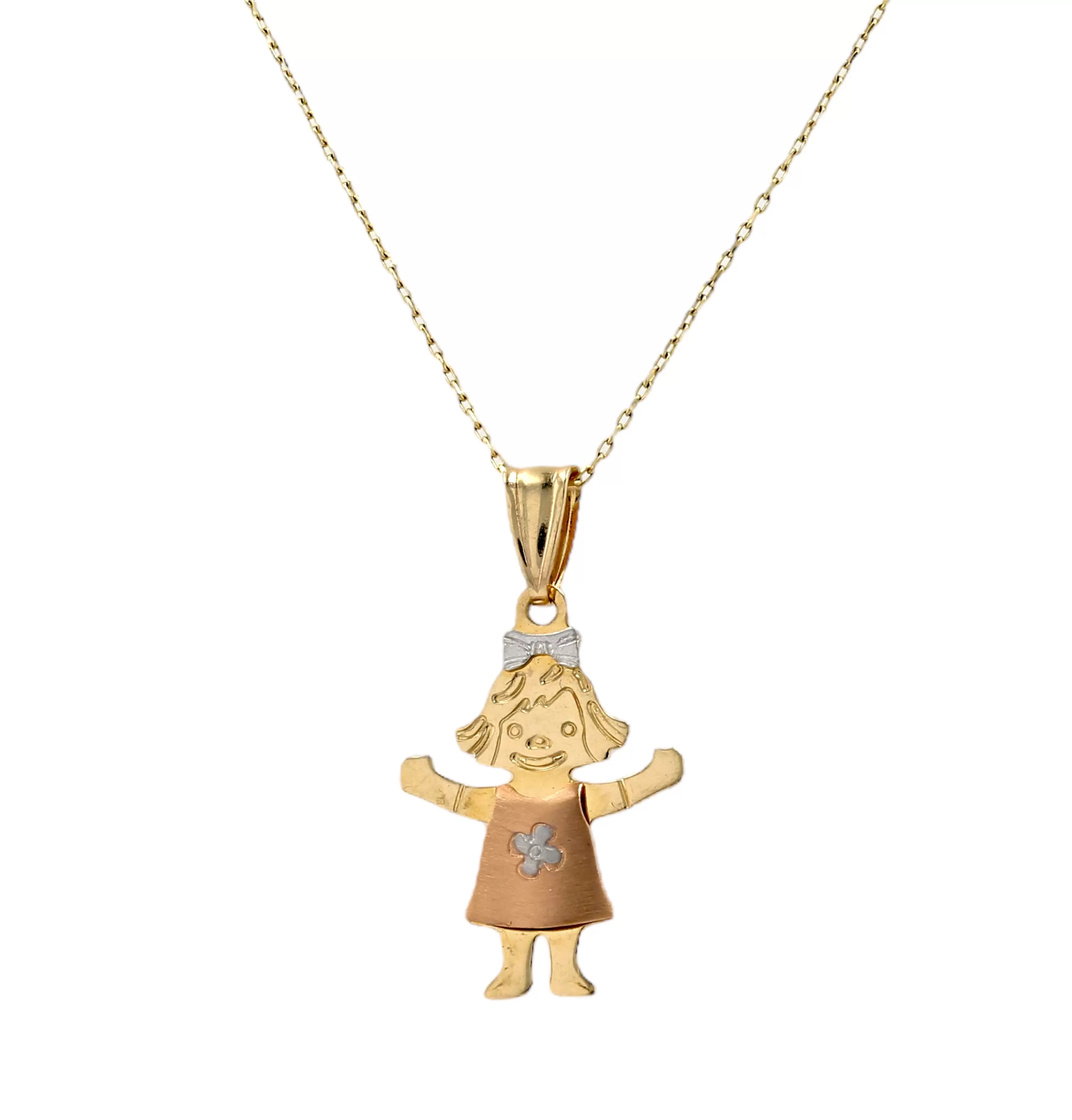 Gold 14k chain baby pendant