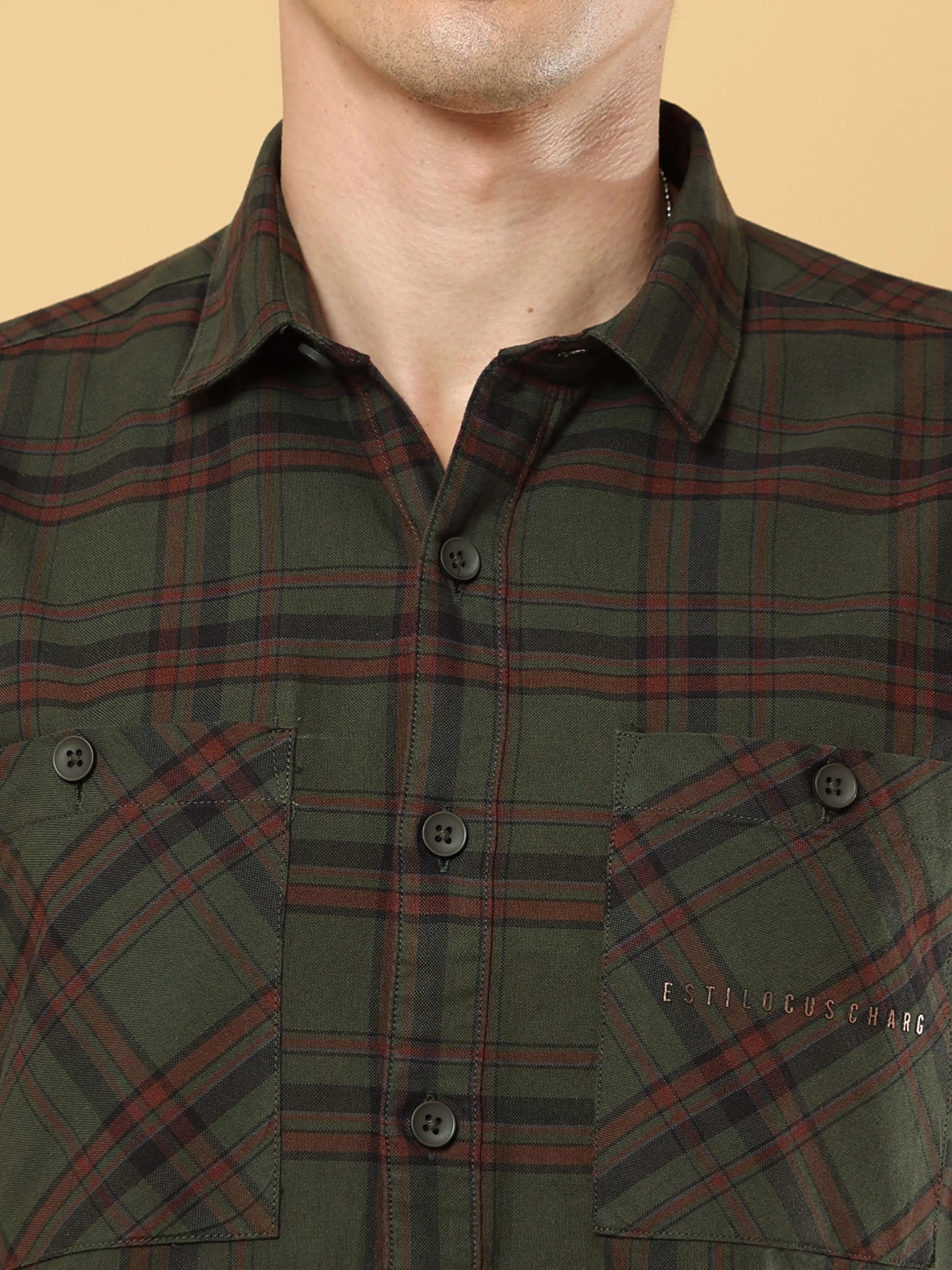 Green Check Double Pocket Shirt