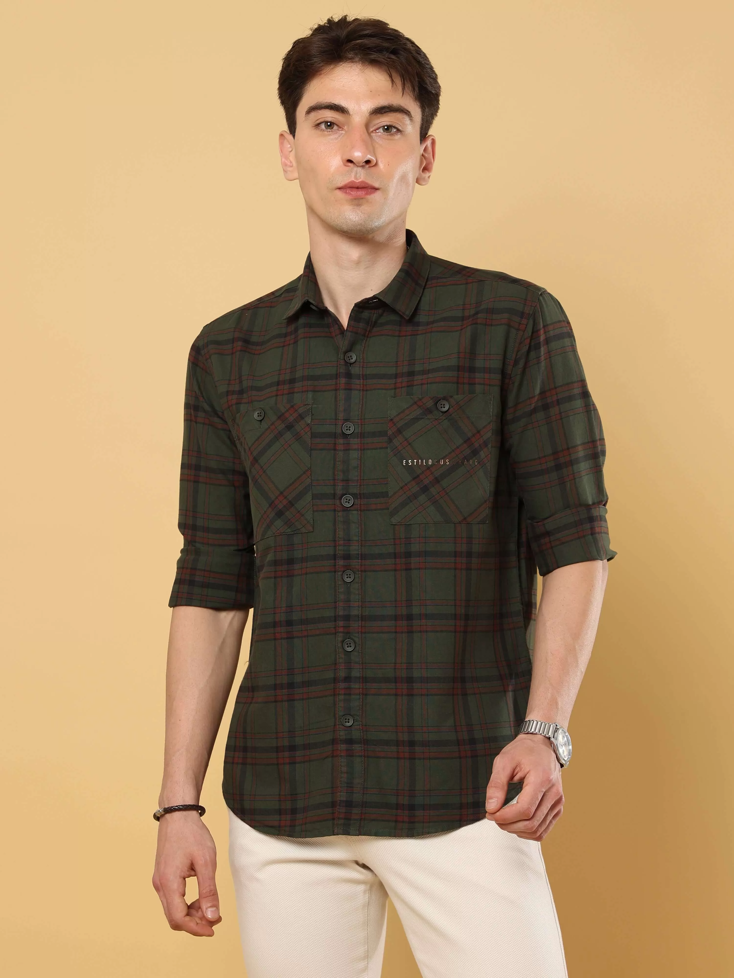 Green Check Double Pocket Shirt