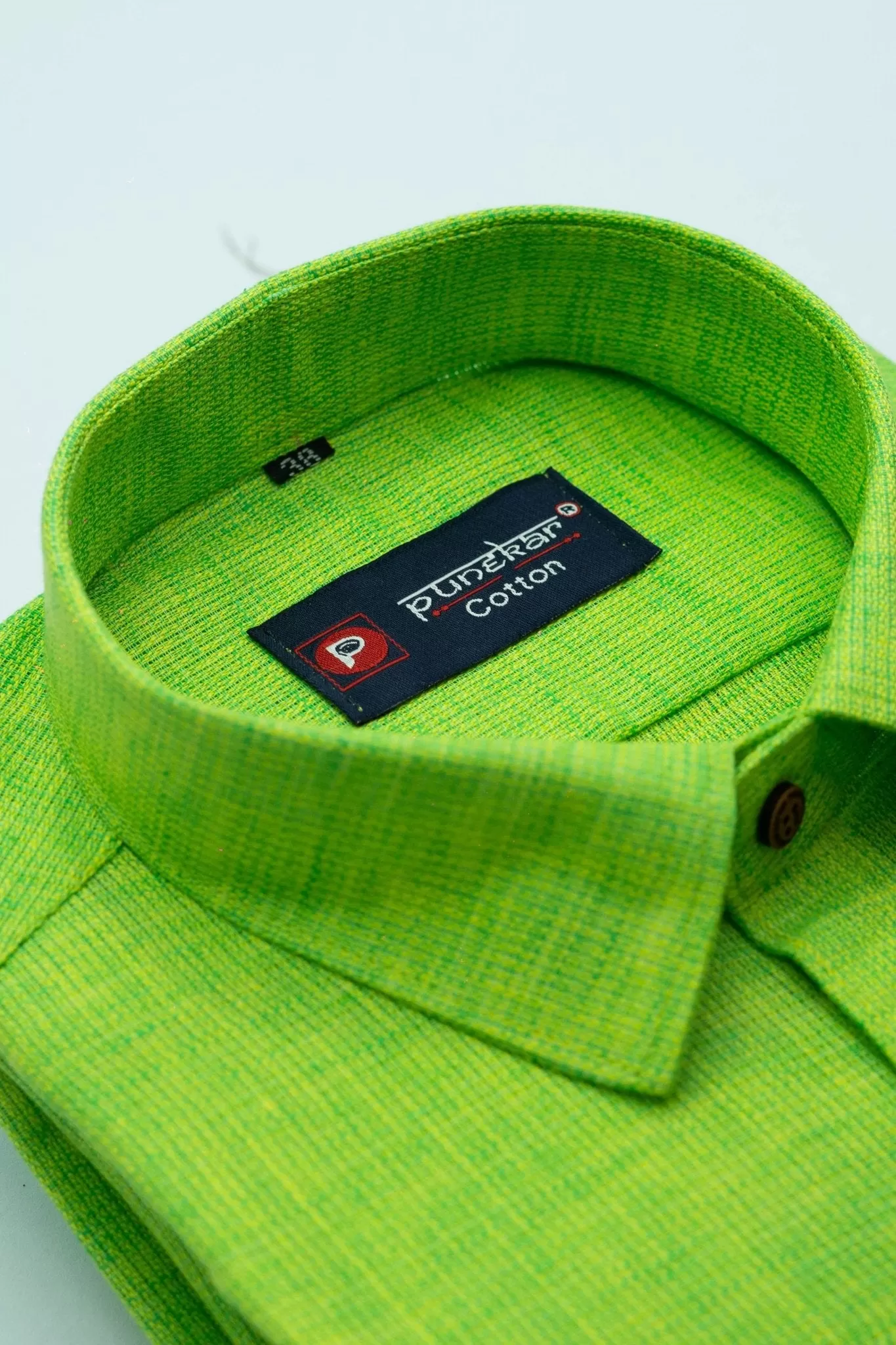 Green Color Combed Cotton Shirts For Men