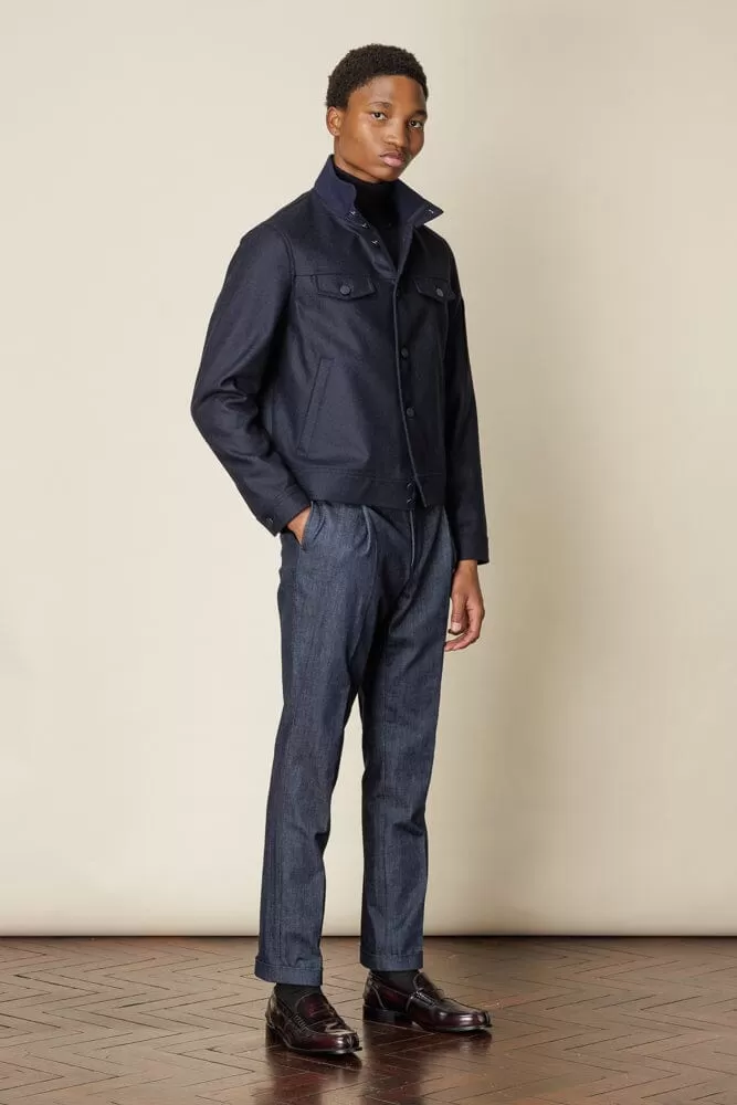 Harrington Jacket - Navy Wool Coating