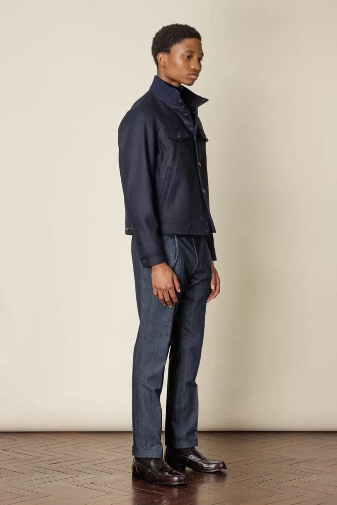 Harrington Jacket - Navy Wool Coating