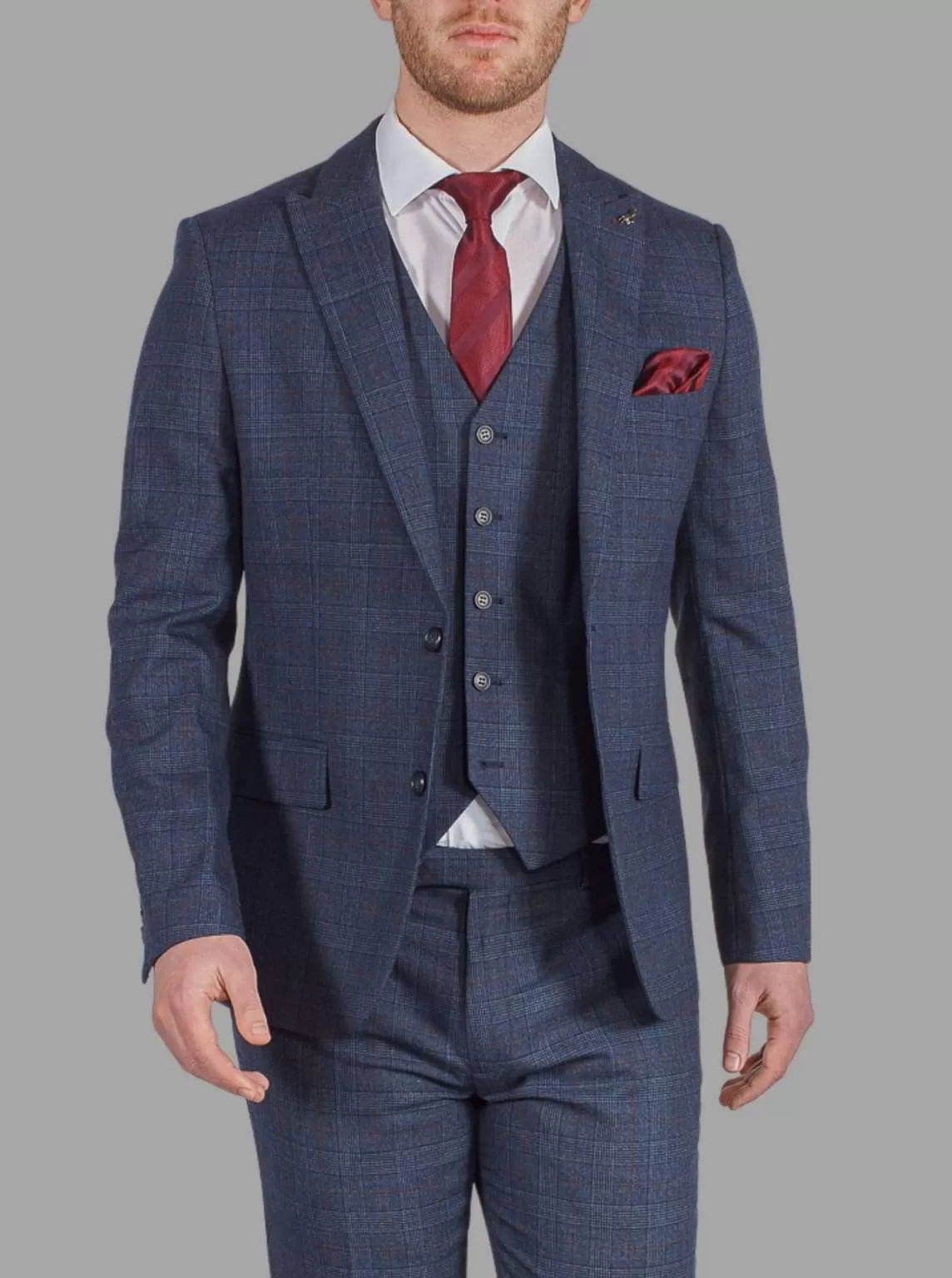 Harry Brown Finley Navy Check 3 Piece Suit