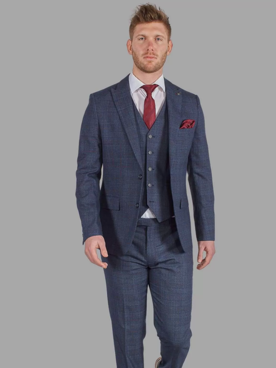 Harry Brown Finley Navy Check 3 Piece Suit