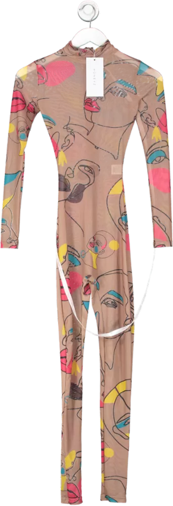 honeyz Multicoloured Digital Graffiti Mesh Jumpsuit UK 8