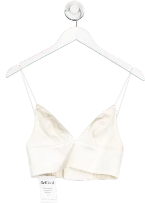 IVAN YOUNG White Luxury Silk Satin Triangle Bra Top UK 8