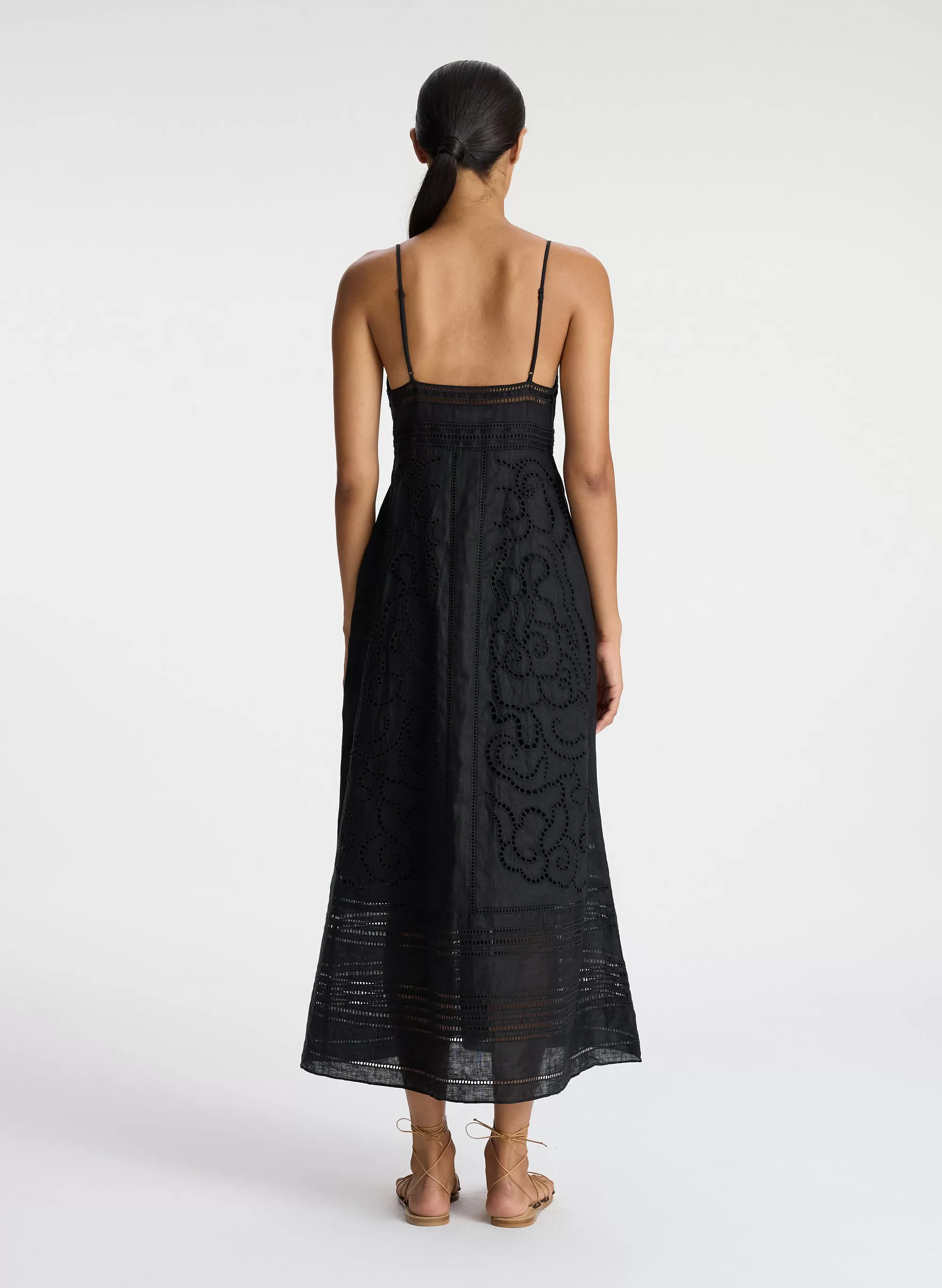 Josie Embroidered Linen Midi Dress