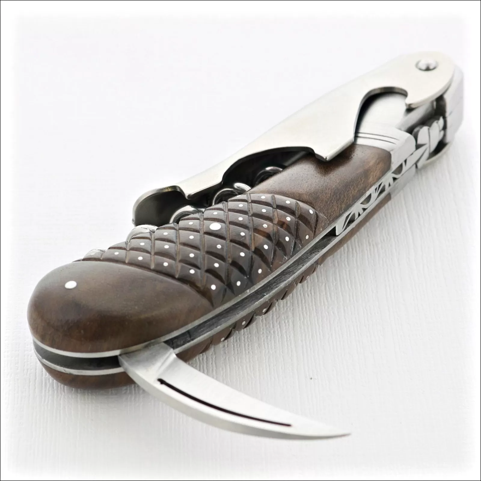 Laguiole Magnum Studded Walnut Corkscrew - C