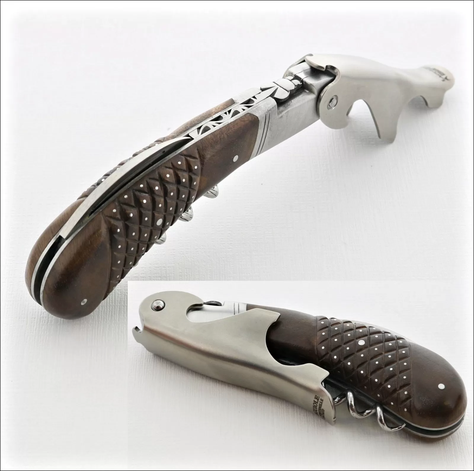 Laguiole Magnum Studded Walnut Corkscrew - C