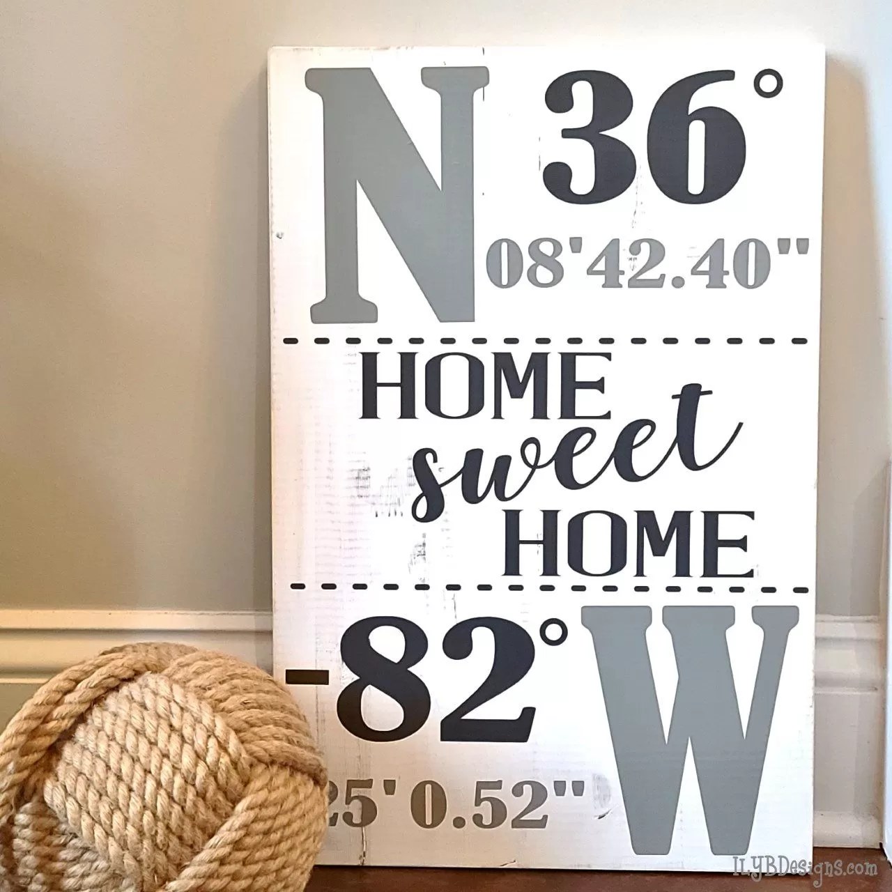 Latitude Longitude Sign - Coordinates Sign - Custom Home Sweet Home Wood Sign