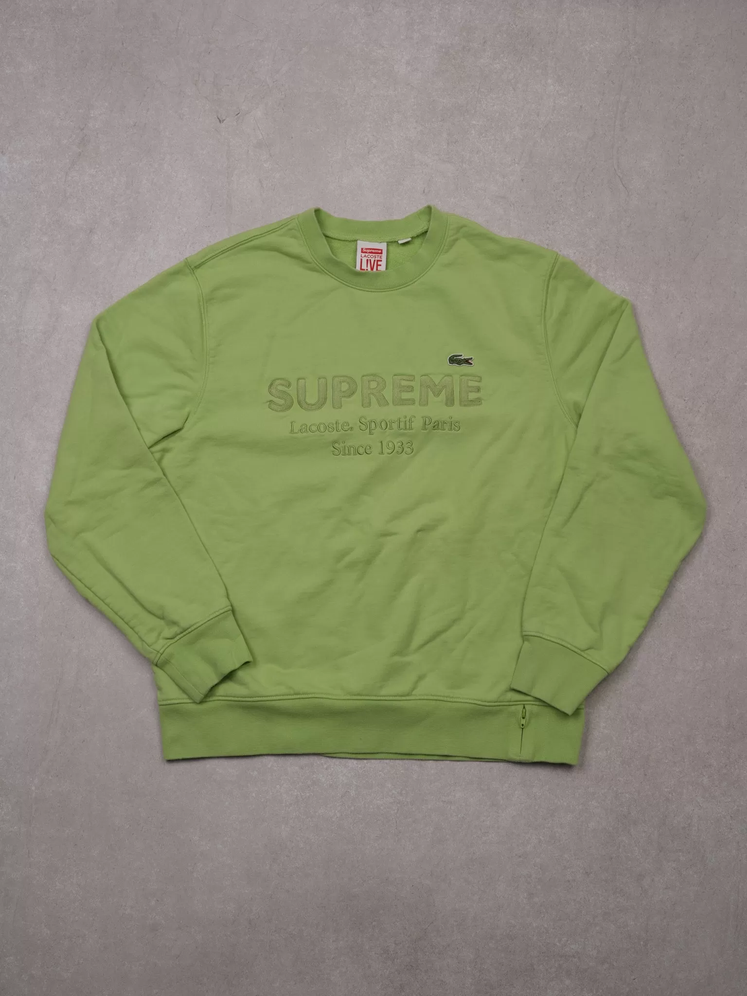 Lime Green Supreme x Lacoste Sportif Paris Crewneck (S)