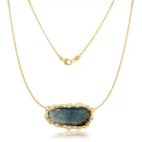 Lunar Labradorite   Diamond Moonscape Necklace