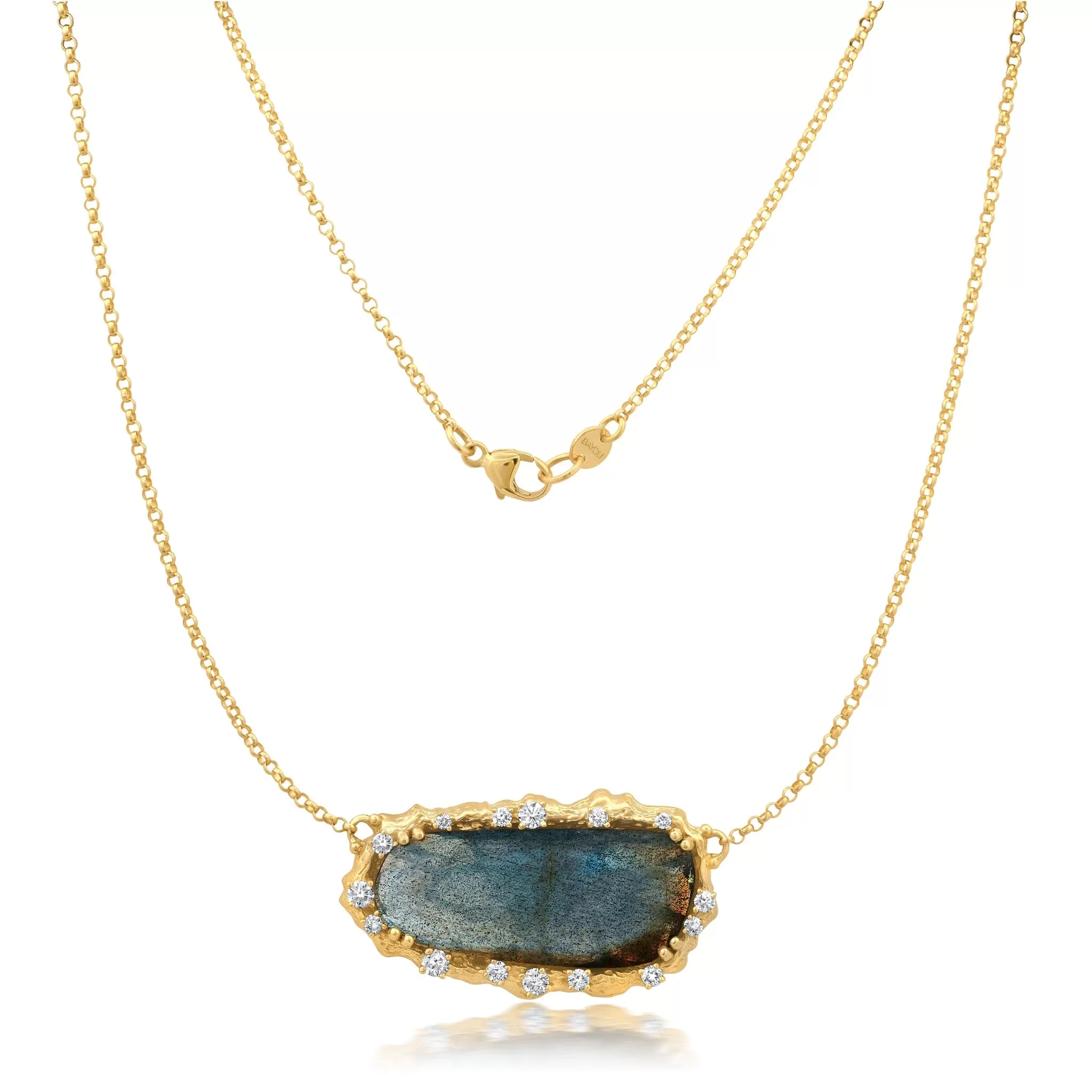 Lunar Labradorite   Diamond Moonscape Necklace