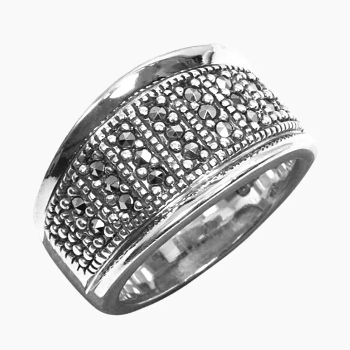 Marcasite & Sterling Silver Band Ring