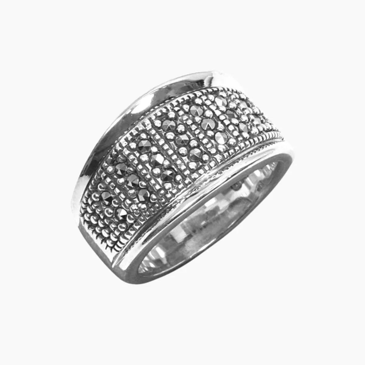 Marcasite & Sterling Silver Band Ring