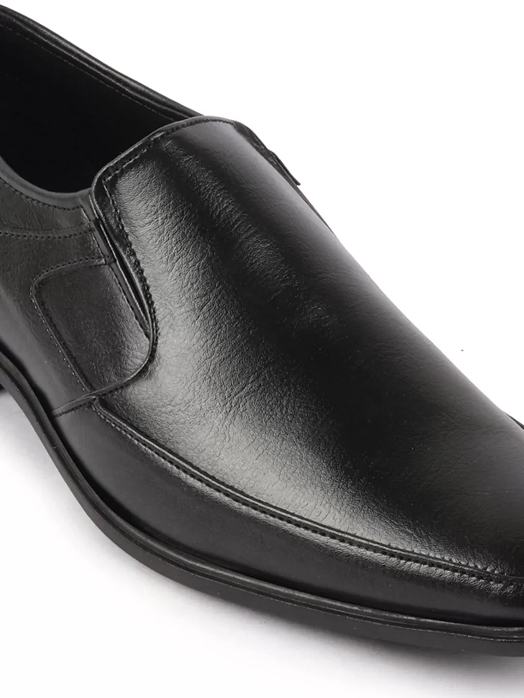 Men Black Genuine Leather Formal Office Slip On Shoes