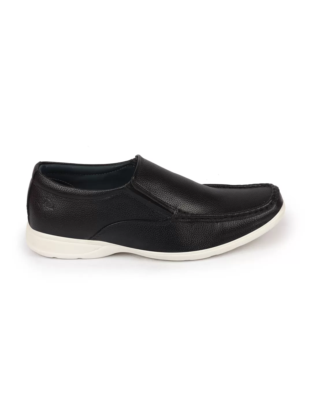 Men Black Side Stitched Casual Comfort Slip-On Loafer Shoes