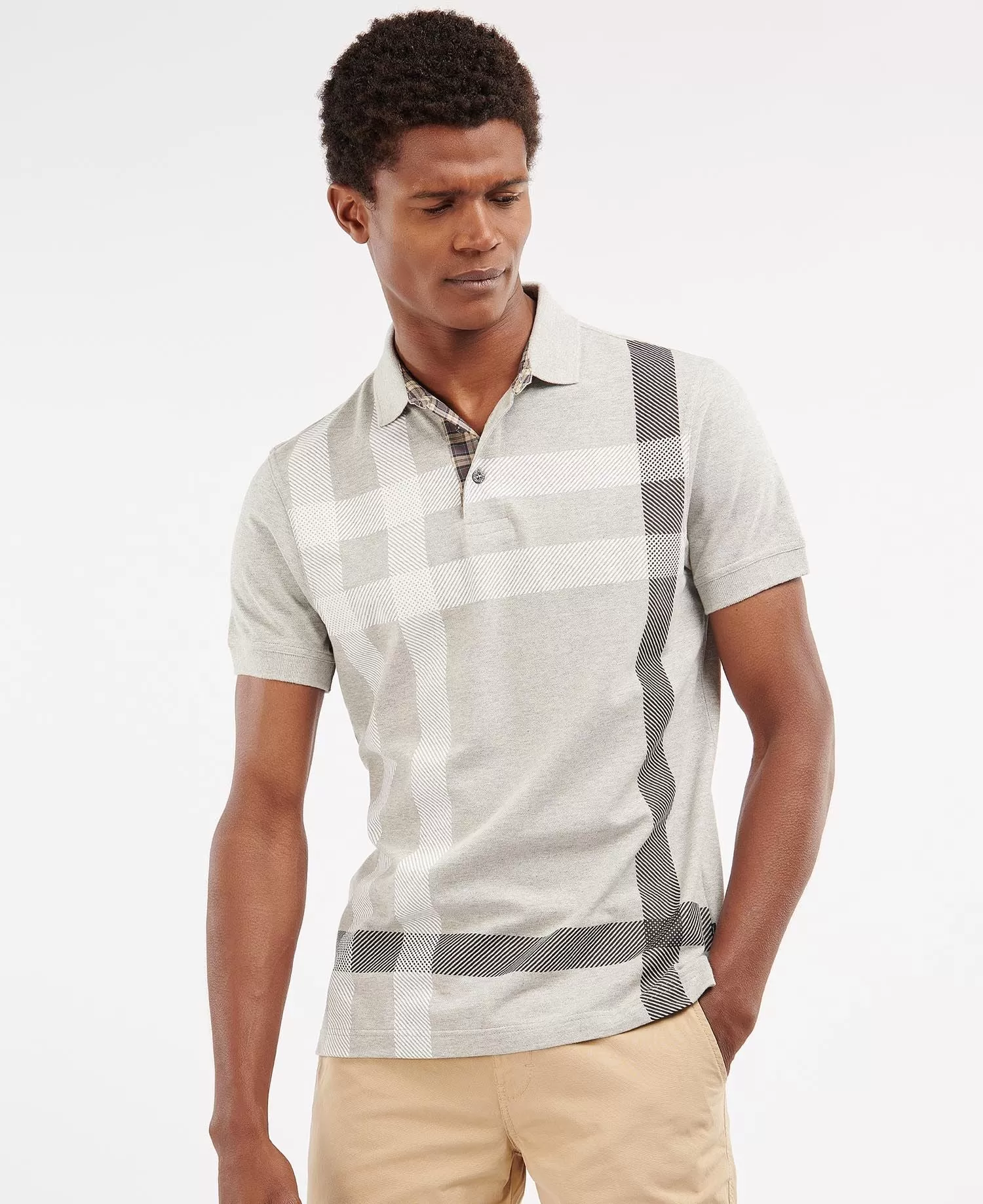 Men's Barbour | Blaine Tartan Polo Shirt | Grey Marl