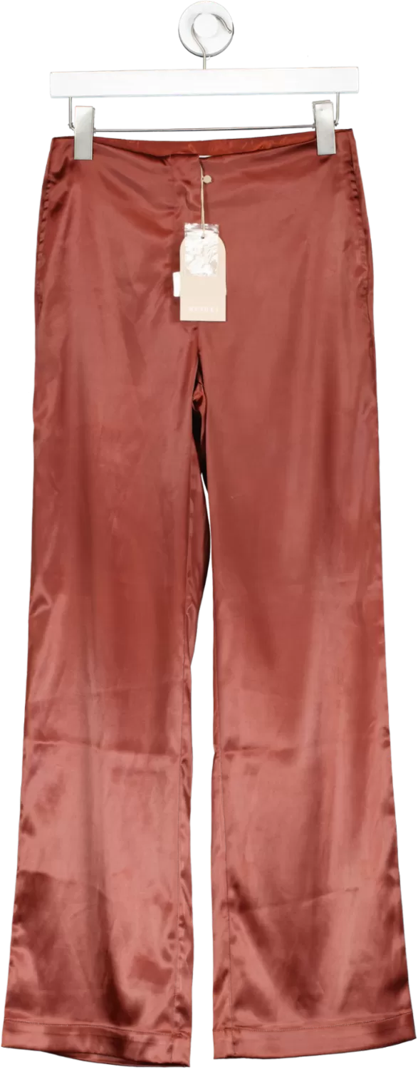 Meshki Red Nicolette Low Rise Satin Pants UK XS