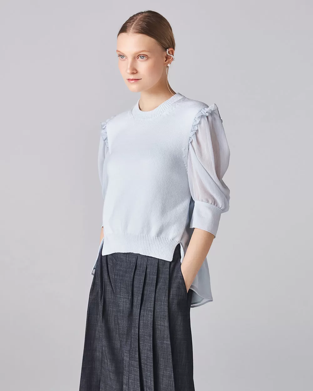 Mist Blue Goldfish Knit Top