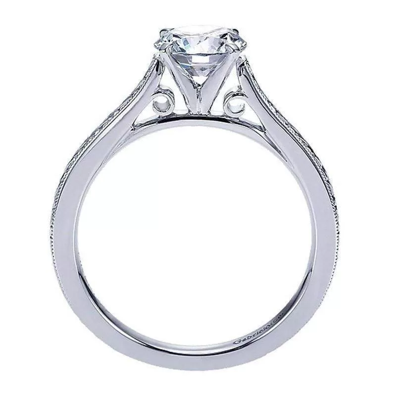 Mounting Only, Victorian Solitaire Engagement Ring with thin