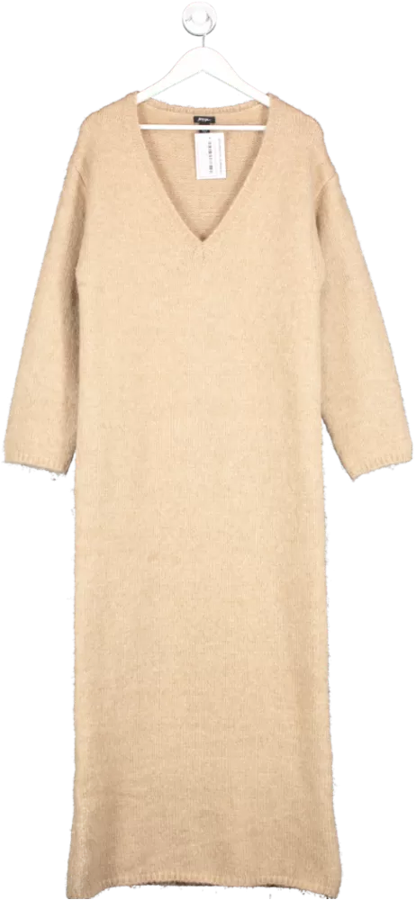 Nasty Gal Beige Urban Bliss Slouch V Neck Dress UK S