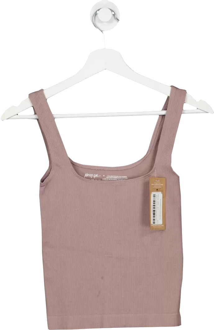 Nasty Gal Brown Rib Seamless Square Neck Tank Top UK M