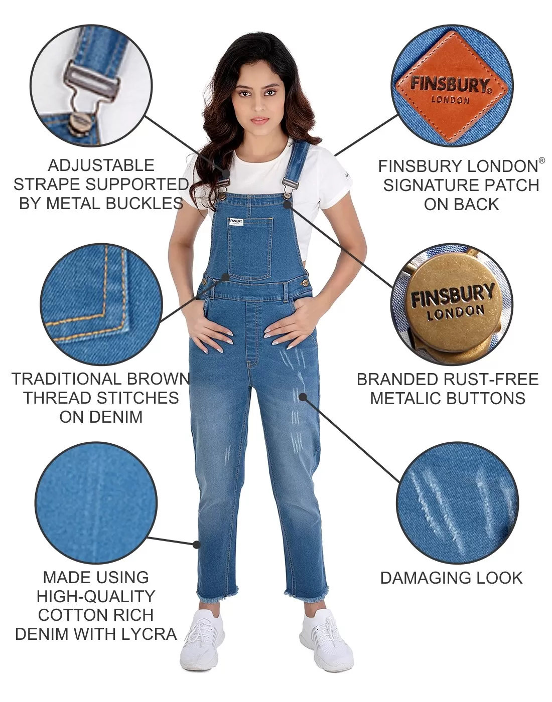 NaughtyDungaree® Stone Wash Women Denim Dungaree