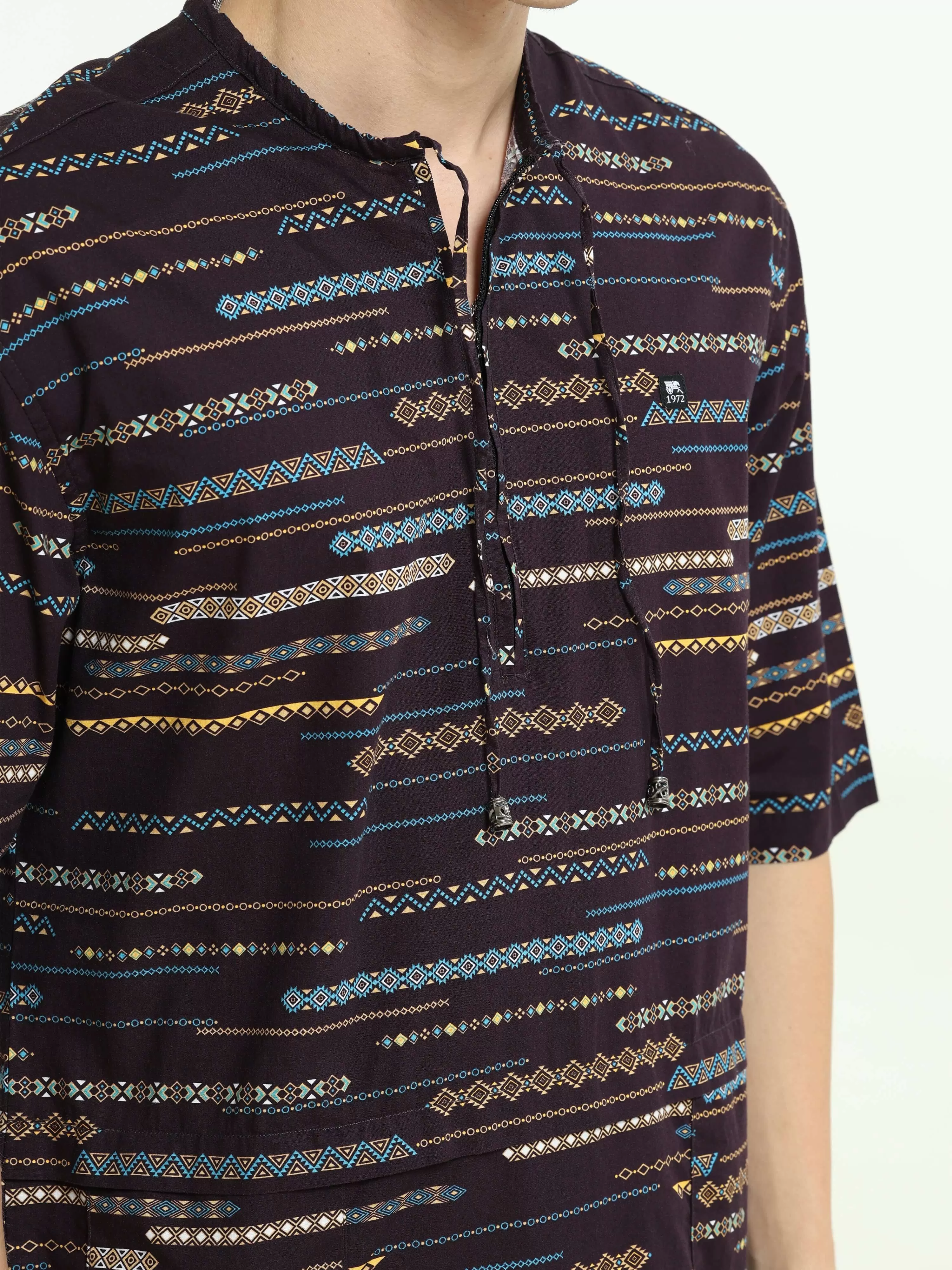 Oversized brown colour printed kurta