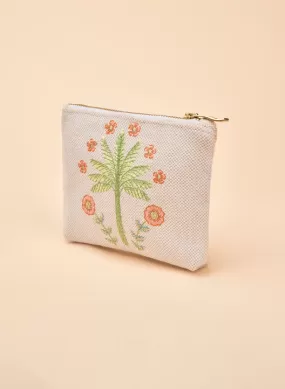 Powder - Mini Jute Zip Pouch - Paradise Palms