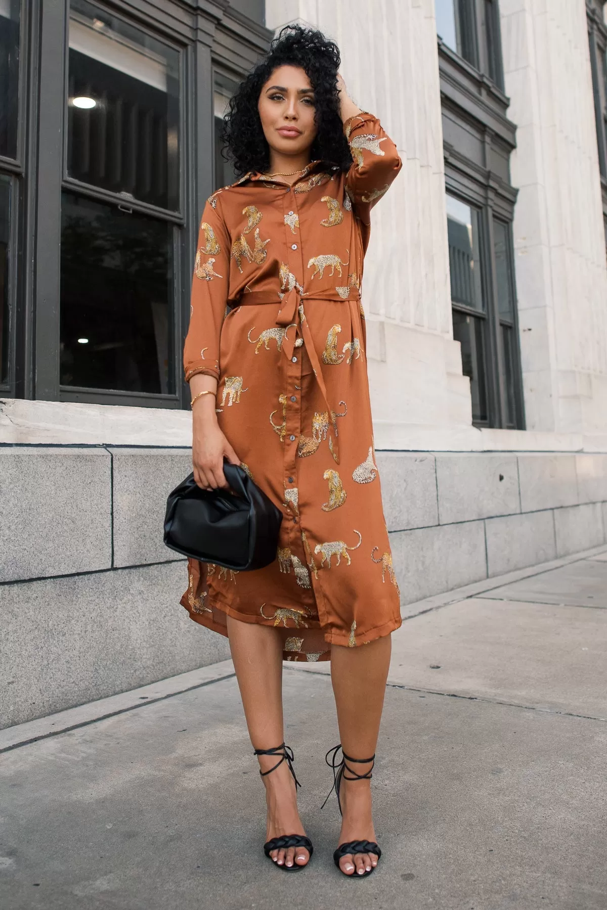 Prowl In Style Caramel Midi Dress - Final Sale