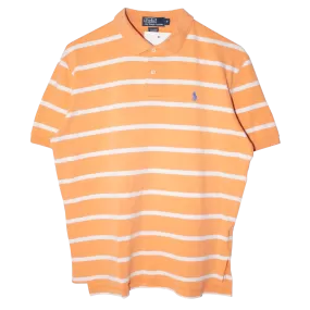 Ralph Lauren Embroidered Small Logo Striped Poloshirt Peach/White (L)