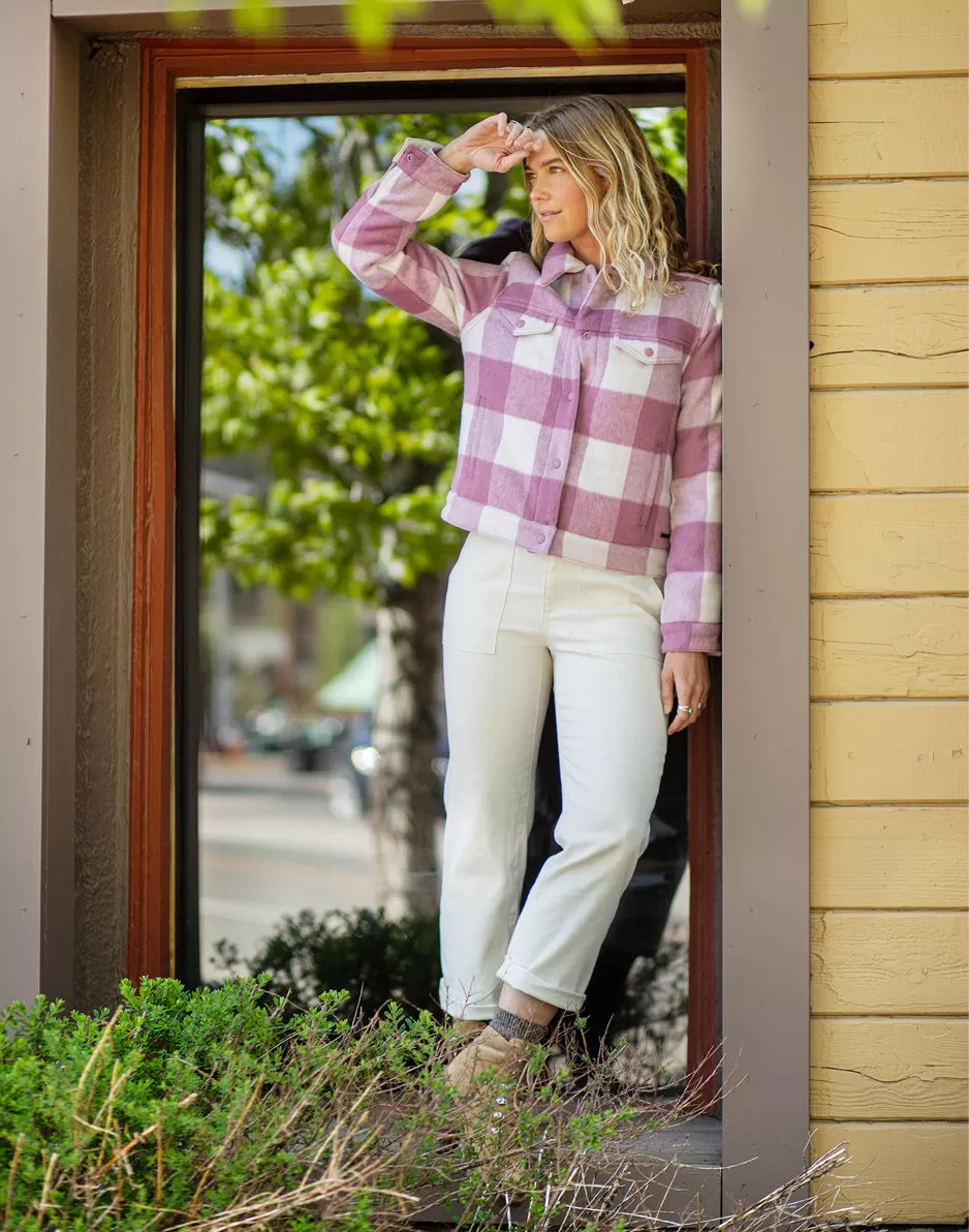 Rhea Wool Trucker: Orchid Plaid