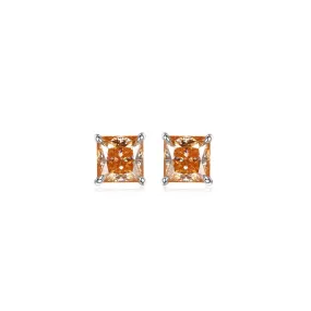 S925 Silver Princess cut Rare Color Moissanite Stud Earrings