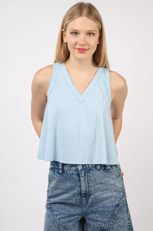 Sleeveless Soft Knit Swing Crop Top (S-L)