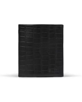 Slim Leather Wallet - Negro Cocodrilo/Negro